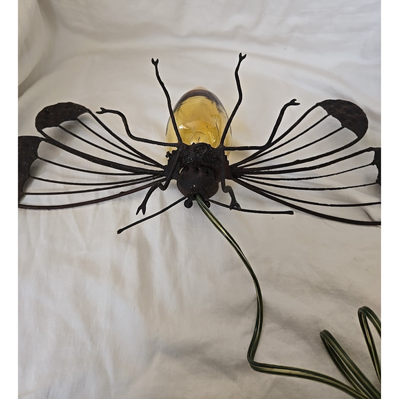 Vintage MCM Dragonfly Bug Light Amber Glass Body Sconce Wired *read* - Picture 6 of 16